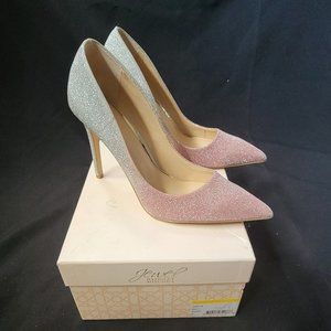 NWT Badgley Mischka Pink and Silver Glitter High Heels Brand New - Never Worn